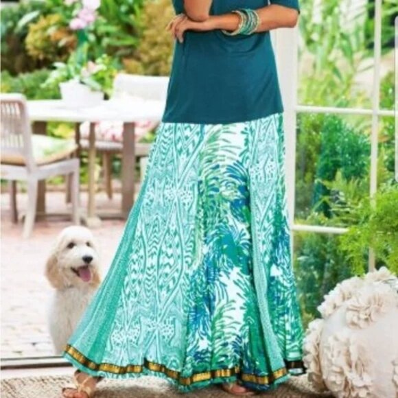 SOFT SURROUNDINGS Coral Reef Crinkle Panel Maxi Skirt – PS - Picture 1 of 6